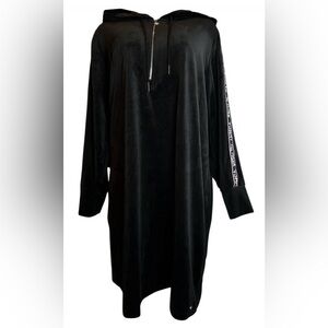 Tommy Hilfiger Velvet Sweater Dress Womens XL Black‎ Soft Hooded Pullover